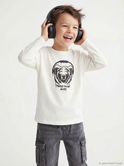 Bisiklet Yaka Bask?l? Erkek ?ocuk Ti??rt