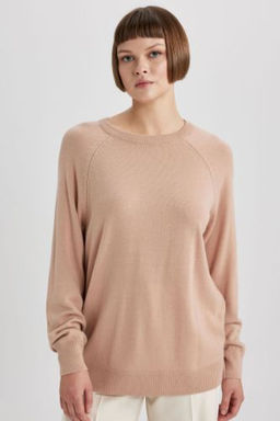 Relax Fit Bisiklet Yaka Basic Duz Triko Kazak