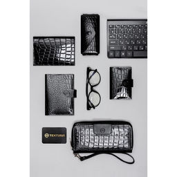 Ключница карманная TEXTURA на кнопке, с кольцом, размер 15×1×6 см, чёрная