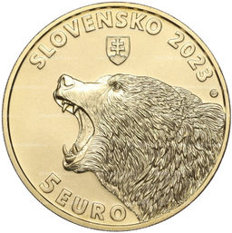 Монета 5 евро 2023 года Словакия Бурый медведь