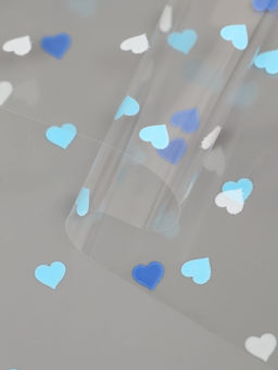 Плёнка для цветов «Сердечки конфетти», прозрачный/сине-голубой, 0.7×7.6 м, 40 мкм, 200 г