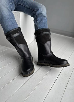 Сапоги Монголки черные с замком, войлочная подошва,