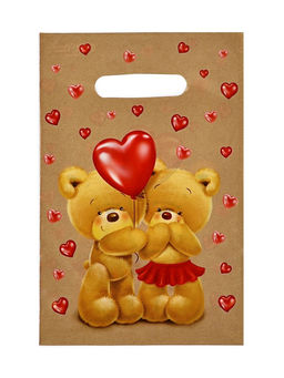 Цена за 50 шт. Подарочный пакет, полиэтиленовый, с вырубной ручкой, «Мишки», 20×30 см