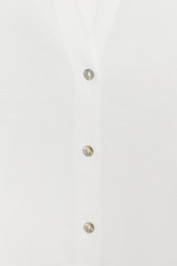 CAMISA MANGA ABULLONADA CON LINO / Blanco - Zara фото 8