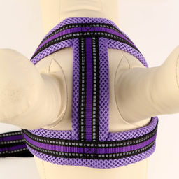 Комплект амуниции светоотражающий с мягкими шлейкой и ручкой, поводок 120 х 2 см, ОШ 25-72 см, фиол - Пижон фото 5