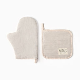 Кухонный набор «Этель» Magnifica: варежка 20×28 см, прихватка 19×19 см, лён 100%, 180 г/м²