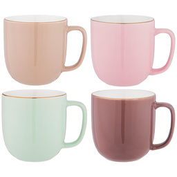 НАБОР ИЗ 4 КРУЖЕК НА ДЕРЕВЯННОЙ ПОДСТАВКЕ LEFARD BREAK TIME 350 МЛ ПАСТЕЛЬ  фото 3