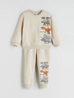Dinazor Bask?l? Erkek ?ocuk Sweatshirt ve E?ofman Alt 2li