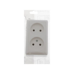 Цена за 2 шт. Розетка двойная SE «Хит», 16 А, 250 В, накладная, без з/к, IP20, белая, RA16-237-B