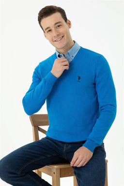 U. S. Polo Assn / Мужской кобальтово-синий базовый свитер - U.s. polo assn фото 4