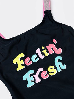 Слитный черный купальник на бретелях с принтом для девочек - Mark formelle фото 3