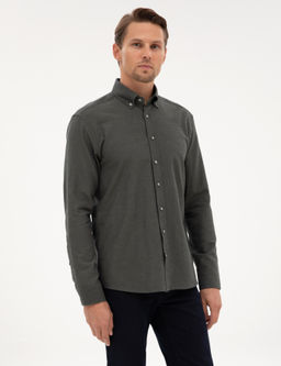 Koyu Haki Regular Fit Uzun Kollu G_mlek - Pierre cardin фото 3
