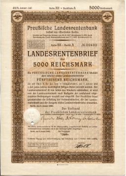 Облигация 4,5% 5000 марок 1940 года Германия