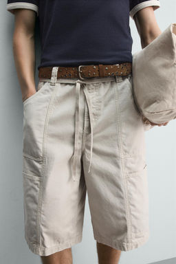 BERMUDA BAGGY FIT CINTUR?N / Piedra