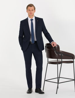Lacivert Slim Fit Tak_m Elbise