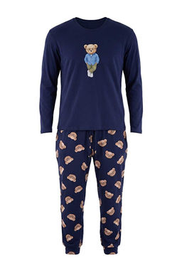 B_y_k Beden Lacivert Regular Ay_c_k Bask_l_ _rme Pijama Tak_m_ TMNAW27AI00004