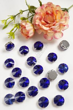 Стразы пришивные 14 мм "Круг" (20 шт) SF-3705, синий №9