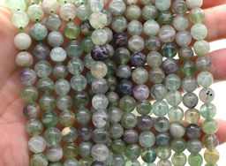 Флюорит бусины зеленого цвета шарик 8мм, 38см, 49 бусин Радуга камня