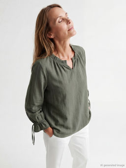 F?rf?rl? Ka??k Yaka ?izgili Bluz