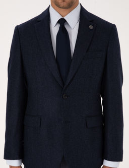 Lacivert Slim Fit Y_n _pek Kar___ml_ Ceket