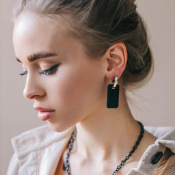 Серьги металл Прямоугольник плита, цвет золотисто-чёрный - Queen fair фото 2