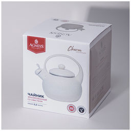 ЧАЙНИК AGNESS ЭМАЛИРОВАННЫЙ СО СВИСТКОМ СЕРИЯ CHARM, 2,2Л
