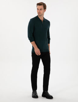 Siyah Slim Fit Pamuk Liyosel Kar___ml_ Jean Pantolon