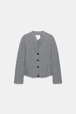 BLAZER CON LINO PATA DE GALLO ZW COLLECTION / Azul / Blanco - Zara фото 4