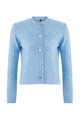 Ac?k Mavi Sac Orgu Dugme Detayl? Yumusak Dokulu Triko H?rka TWOAW26HI00040 - Trendyolmilla фото 5