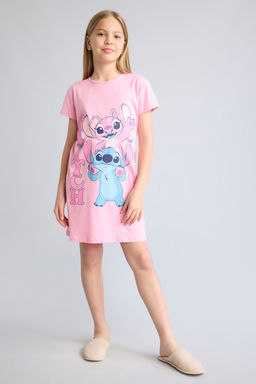 %100 Pamuk Lilo & Stitch K_sa kollu Elbise K_z _ocuk
