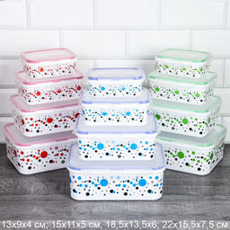 Салатник прямоугольный 5 штук с крышками/ ZH-049 /уп 48/ - Галеонтрейд фото 5