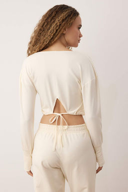 Ekru Dalg?c/Scuba Regular Sweatshirt THMAW26SW00004 - Trendyolmilla фото 4