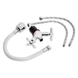 Смеситель для кухни ZEIN ZC2032, гибкий силиконовый излив,кран-букса латунь 1/2", белый/хром