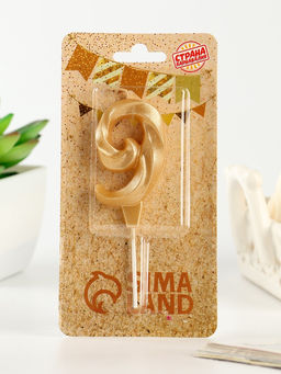 Цена за 3 шт. Свеча в торт «Театральная», цифра 9, золотой металлик