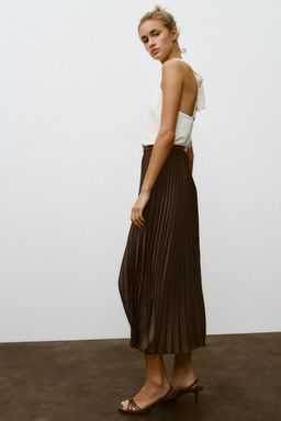 PLEATED COMBINED MIDI DRESS - Zara фото 5