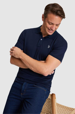 Erkek Lacivert Regular Fit Polo Yaka Basic Ti__rt