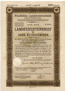 Облигация 4,5% 1000 рейхсмарок 1935 года Германия