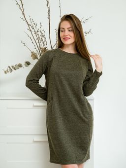 Платье свободного силуэта с карманами хаки - Odis фото 12