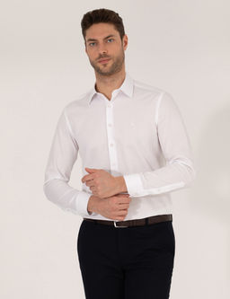 Beyaz Slim Fit Uzun Kollu G_mlek