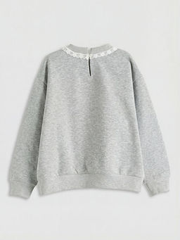 Dantel Detayl? K?z ?ocuk Kal?n Sweatshirt