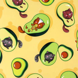 Коврик под миску нескользящий «Авокадо кот», 43×28 см