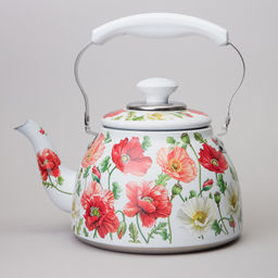 ЧАЙНИК AGNESS БЕЛЫЕ МАКИ СО ВСТРОЕННЫМ СВИСТКОМ И ФИЛЬТРОМ 1500 МЛ  фото 3