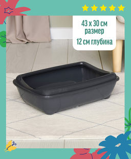Туалет для кошек с рамкой, глубокий 43*30*12см, черный 2906черн 99ред99 2906черн 2906черн