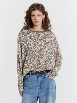 Лонгслив женский с леопардовым принтом потертый леопард 122868R