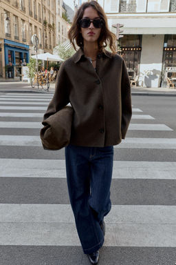 WOOL COAT WITH FAUX FUR COLLAR - Zara фото 2