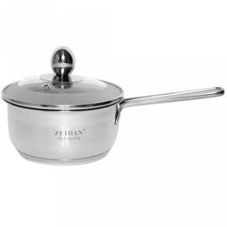 "Zeidan" "Stanburg" Сотейник из нержавеющей стали 1л, д14см, h7см, стеклянная крышка с металлической окантовкой, 3-x слойное капсулированное индукционное дно, подарочная упаковка (Китай) Подходит для всех видов плит, включая индукционную!