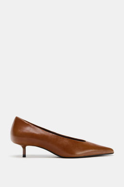 LEATHER KITTEN HEEL SHOES - Zara фото 2