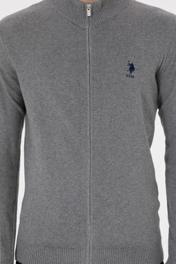 Мужской серый меланжевый базовый трикотажный кардиган Неожиданная скидка в корзине - U.s. polo assn фото 6