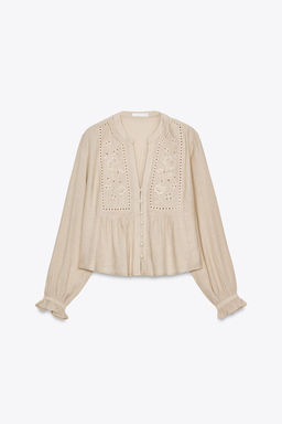 SHORT BLOUSE WITH CUTWORK EMBROIDERY - Zara фото 10