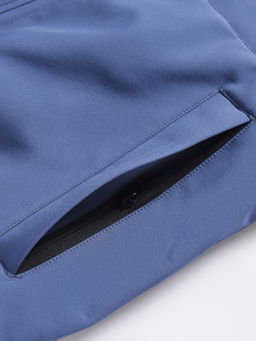 Ветровка мужская софтшелл виндстоппер с капюшоном спортивная синего цвета 9617_1S